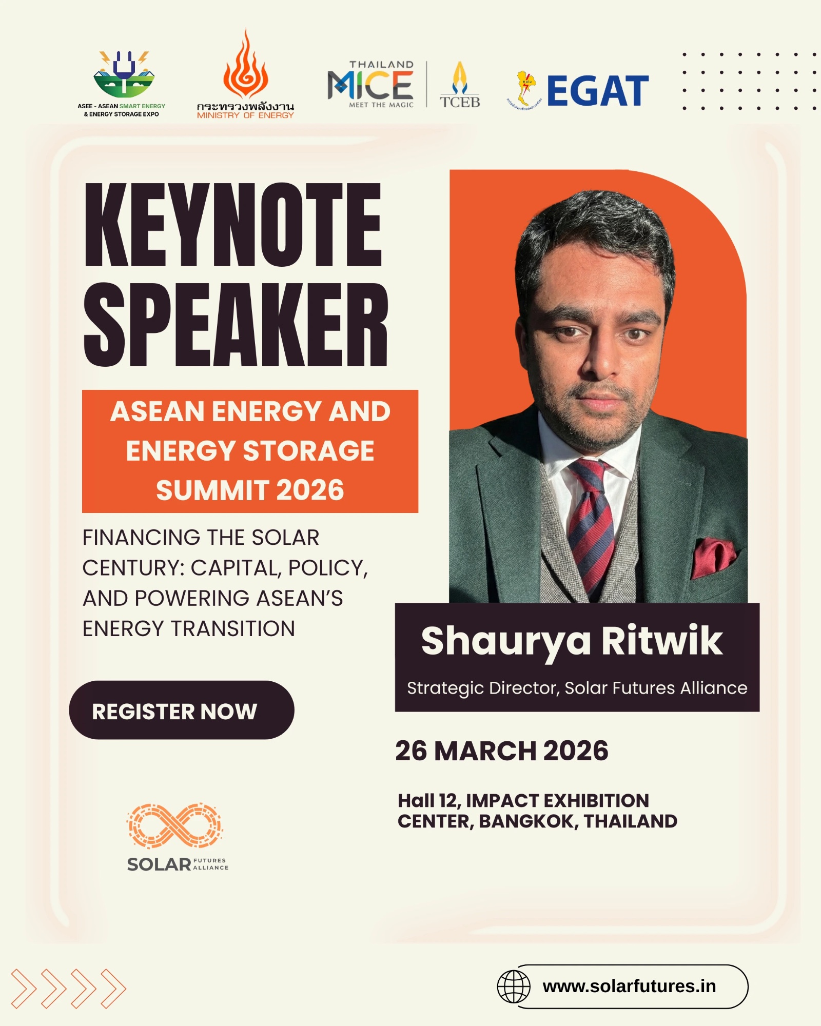 Shaurya Ritwik Keynote at ASEAN Energy and Energy Storage Summit 2026, Bangkok