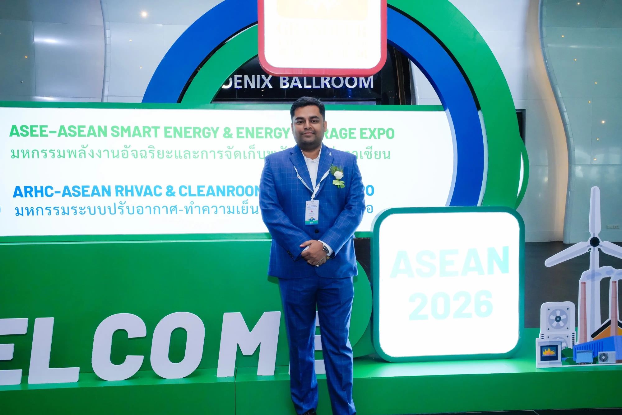 Shaurya Ritwik at ASEAN 2026 Smart Energy Expo welcome sign