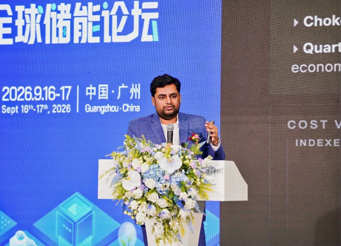 Shaurya Ritwik delivering a keynote address at the Global Energy Storage Summit 2026, Guangzhou